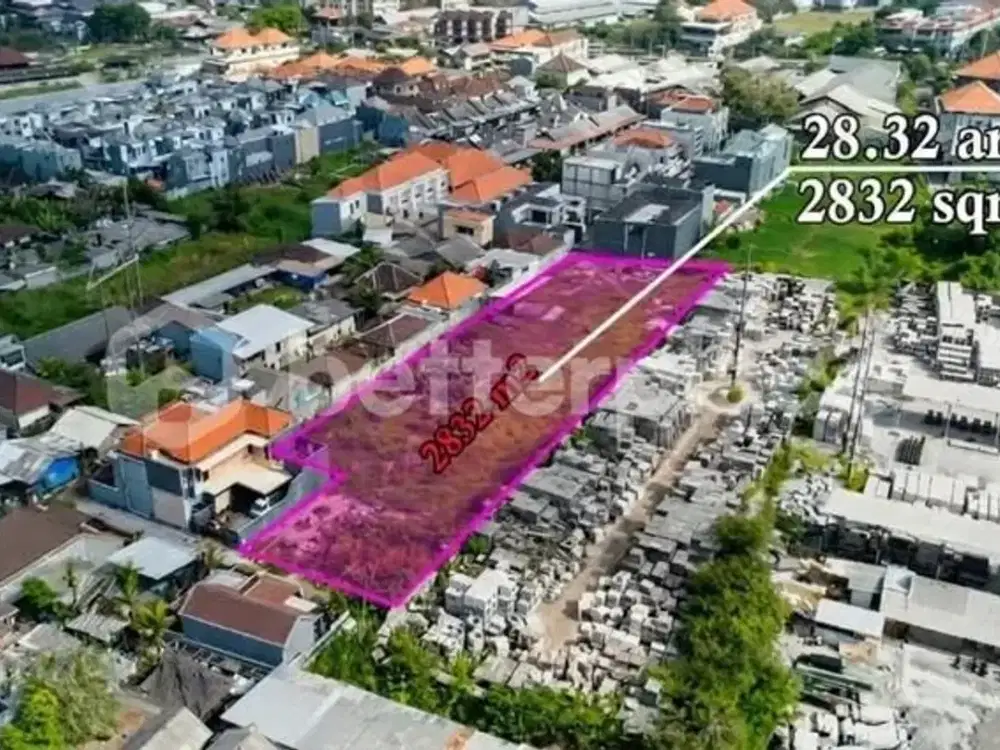Strategic 2,832 sqm Land in Pedungan — Beside the Kura Kura Bali SEZ, Five Minutes from Serangan Beach