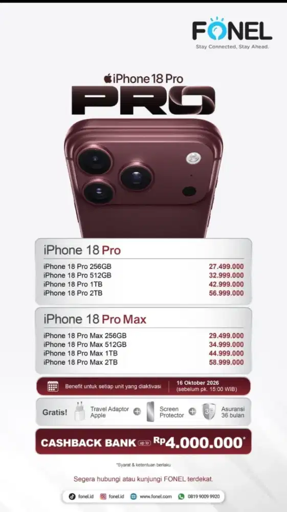 Iphone 18 Pro/Max (Pre-order/PO)