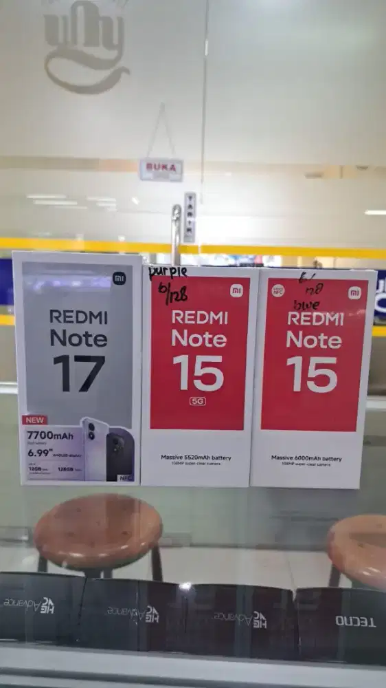 Xiaomi redmi note 17 256gb penerus 15 5G ram 12gb 512gb dan6/128 resmi