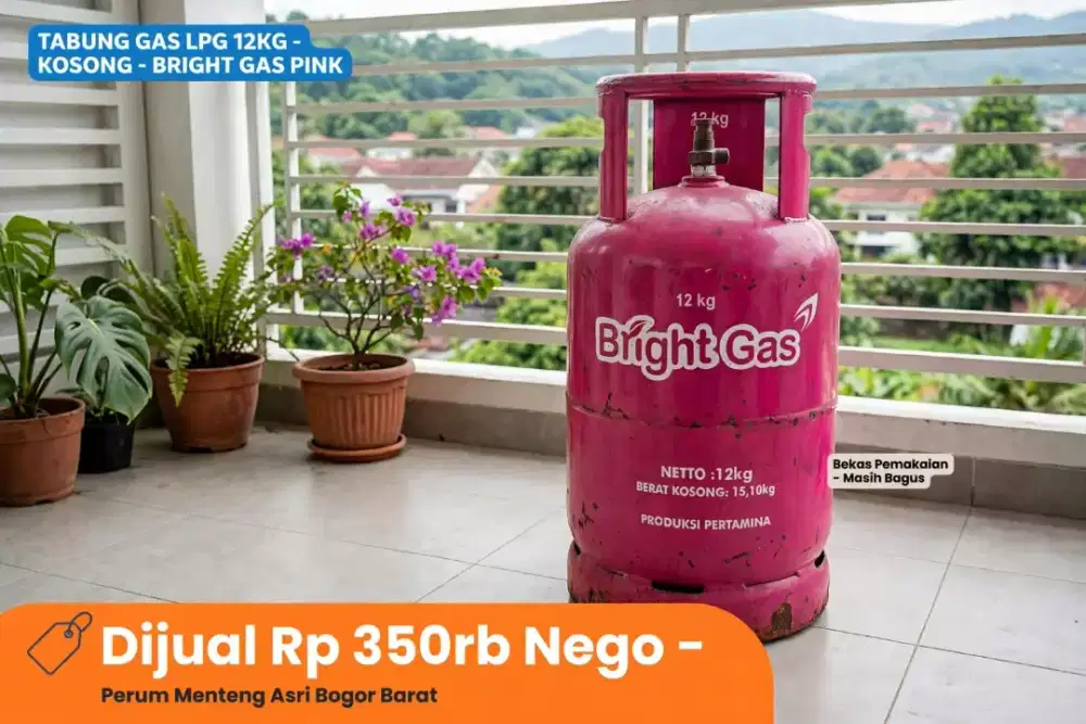 Tabung gas LPG 12kg Kosong Bright Gas Pink