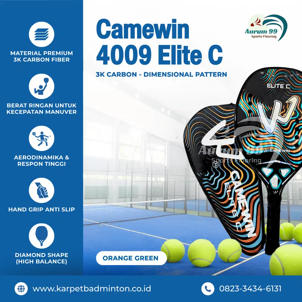 Beach Tennis Racket Full Carbon - Set Raket Tenis Pantai Camewin 4009