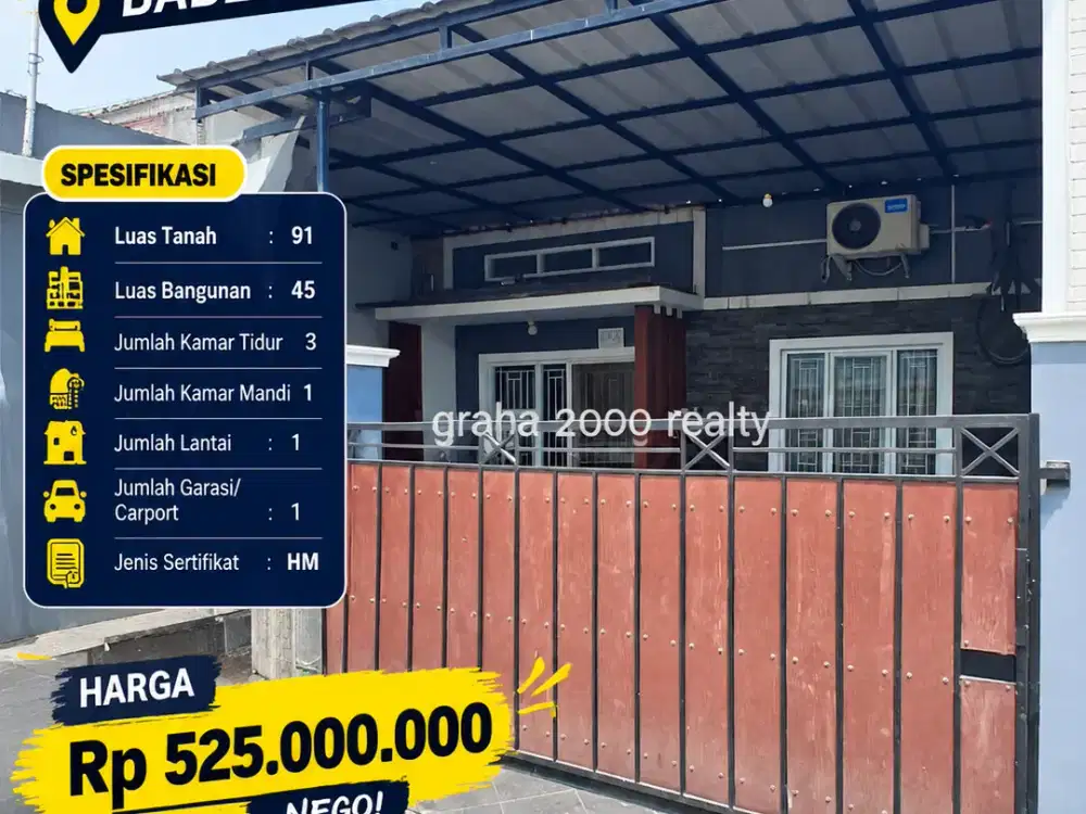 Dijual Rumah Siap Huni 3 Kamar Tidur di Babelan Bekasi Harga 525 Juta
