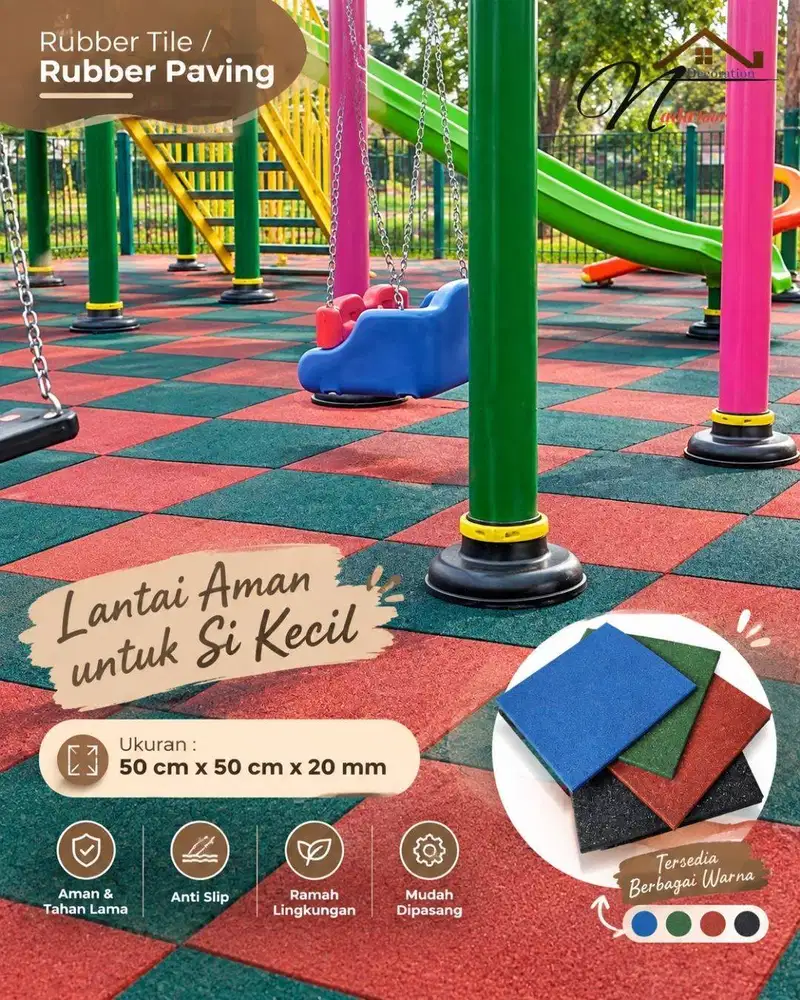 Rubber mat paving Maxive | Lantai rubber tile playground tebal 2 cm