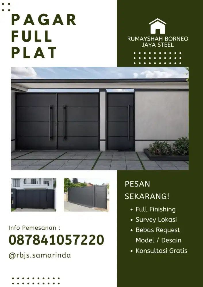 PAGAR FULL PLAT BESI MINIMALIS | PAGAR RUMAH CUSTOM