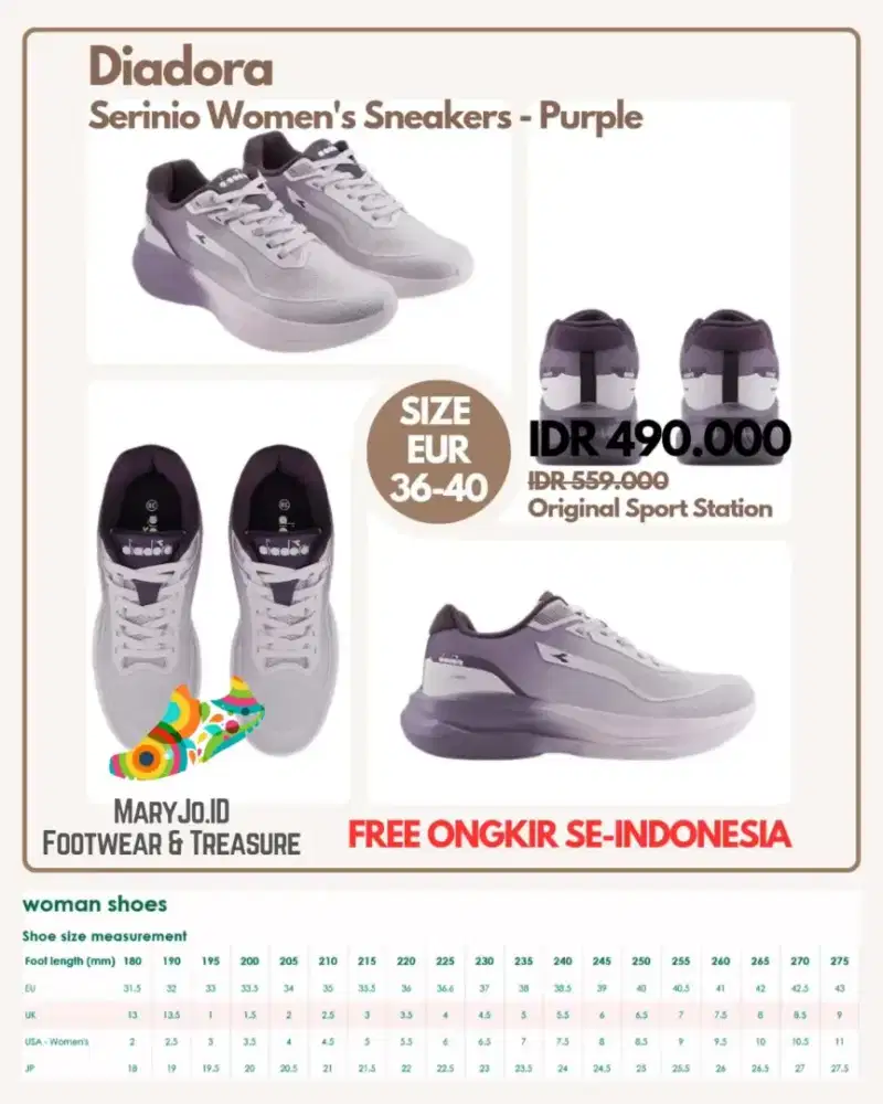 Diadora Serinio Women's Sneakers - Purple : 36, 37, 38, 39, 40