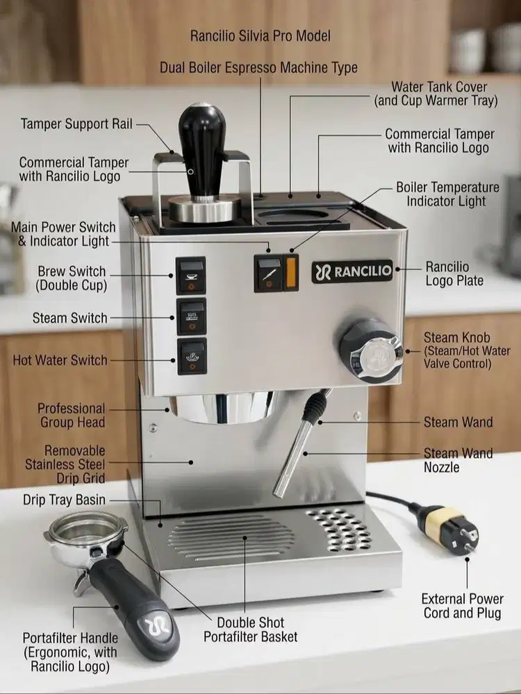 ESPRESSO COFFEE MACHINE RANCILIO,  SILVIA V6