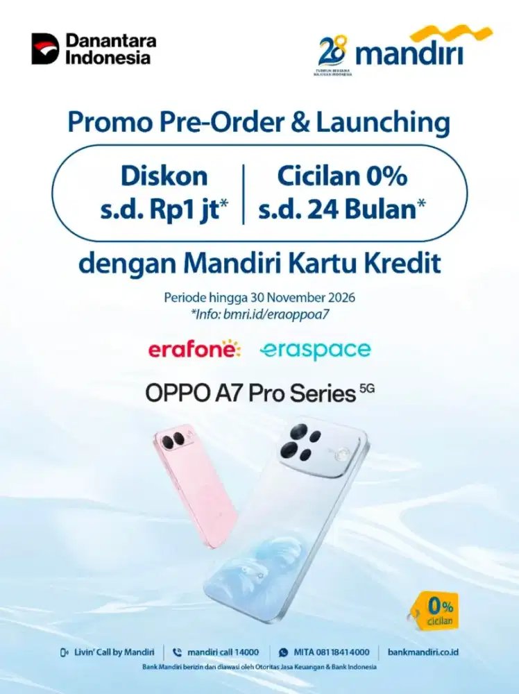 PROMO HP OPPO A7PRO⁵G & A7PRO MAX BAGI PENGGUNA KARTU KREDIT MANDIRI 0