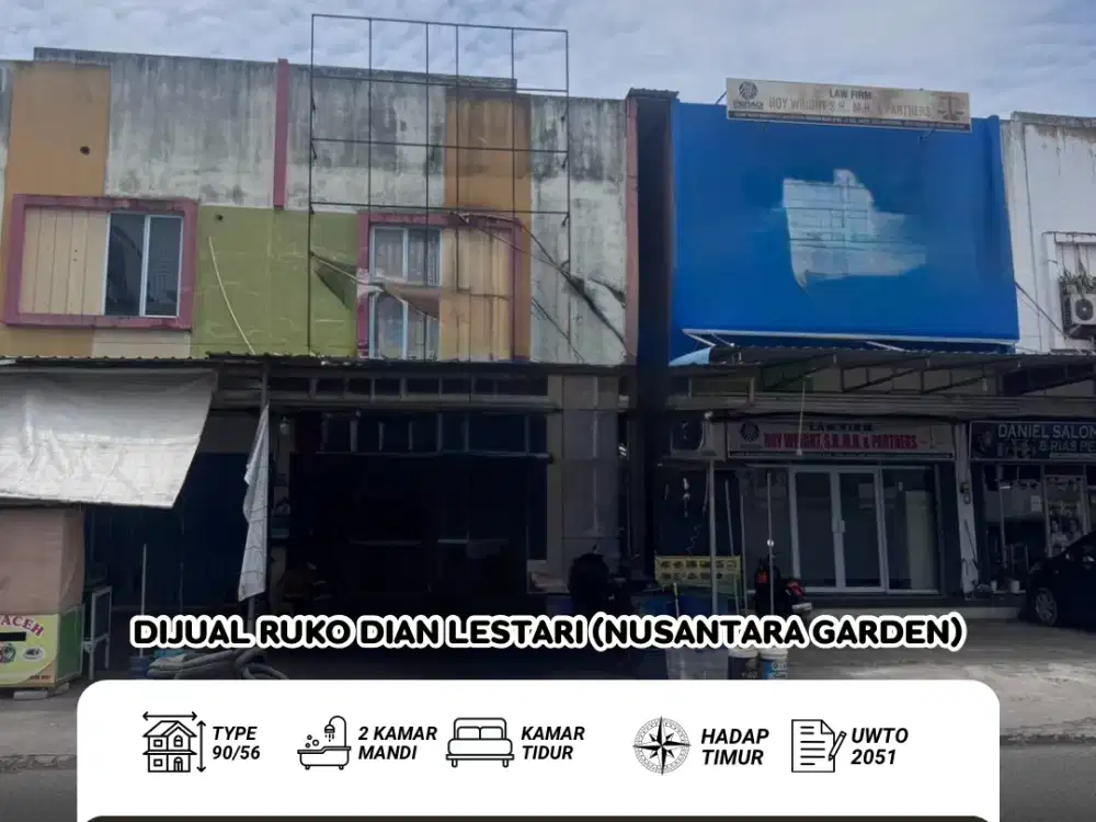 Dijual Ruko Lestari (Nusantara Garden) pas Depan Cahaya Garden