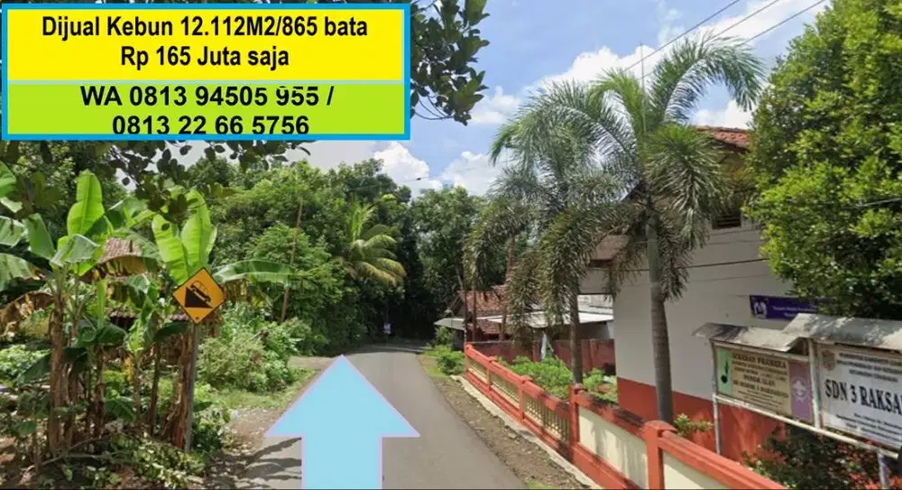 BU - Dijual KEBUN 12.112 M2 (865 Bata / 1,2 hektar) Rp165jt