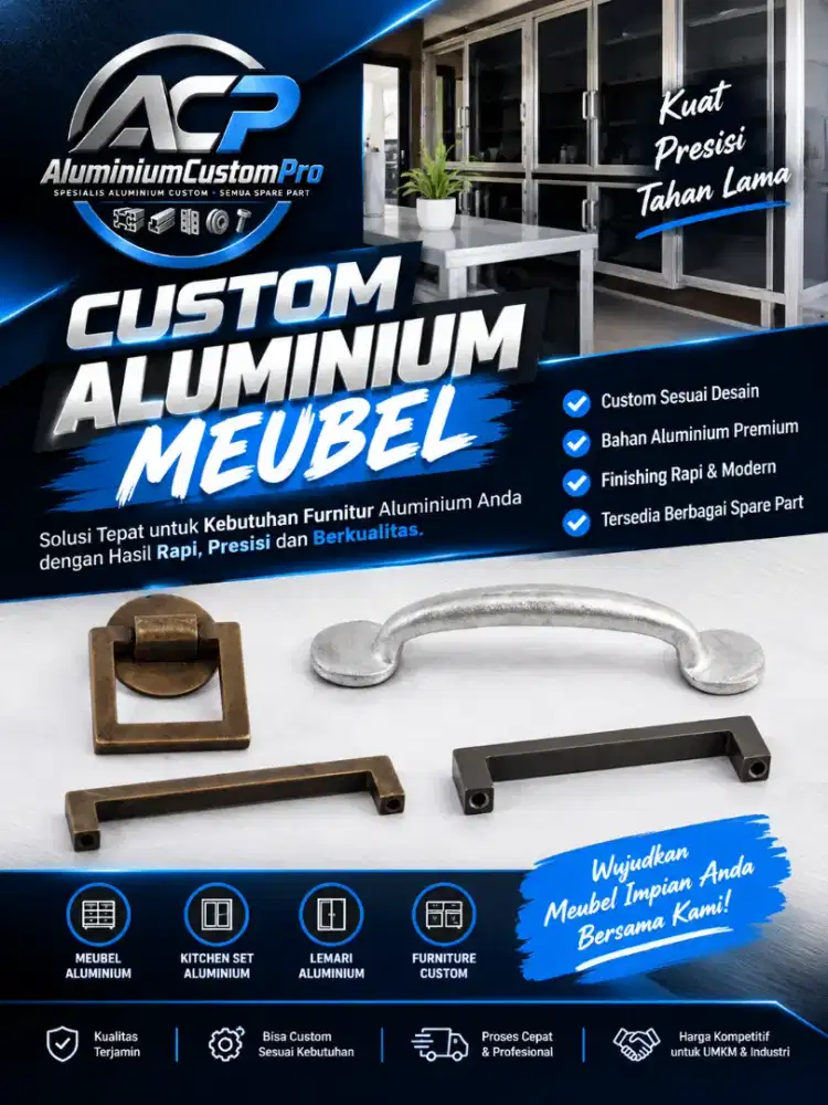 Jasa Custom Aluminium Meubel dan Spare Part Furnitur