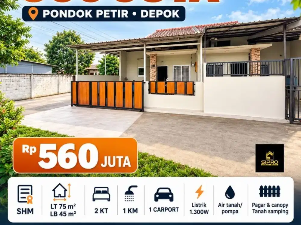 940 Rumah Murah Full Bata Merah Posisi Hook di Pondok Petir, Bojongsari