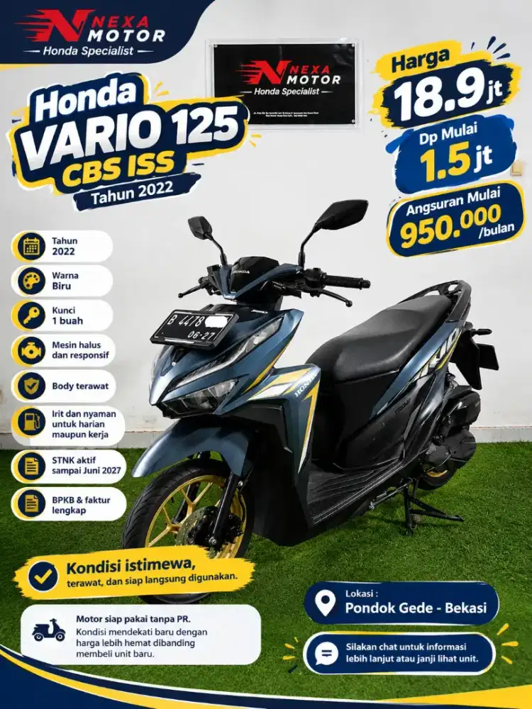 Rp18.9jt | Honda Vario CBS ISS 2022 | Istimewa!