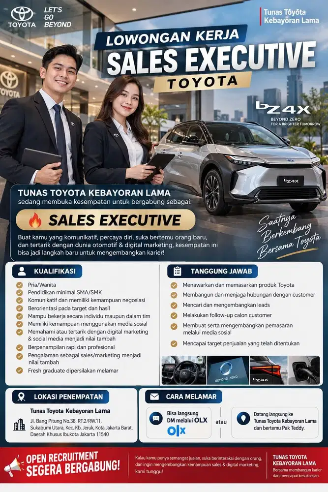 LOWONGAN KERJA SALES MARKETING MOBIL TOYOTA