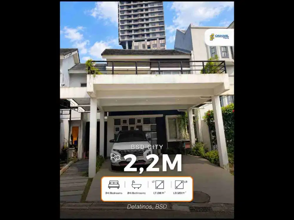 Jual Rumah Siap Huni Posisi Terbaik Depan Taman BSD Delatinos, An