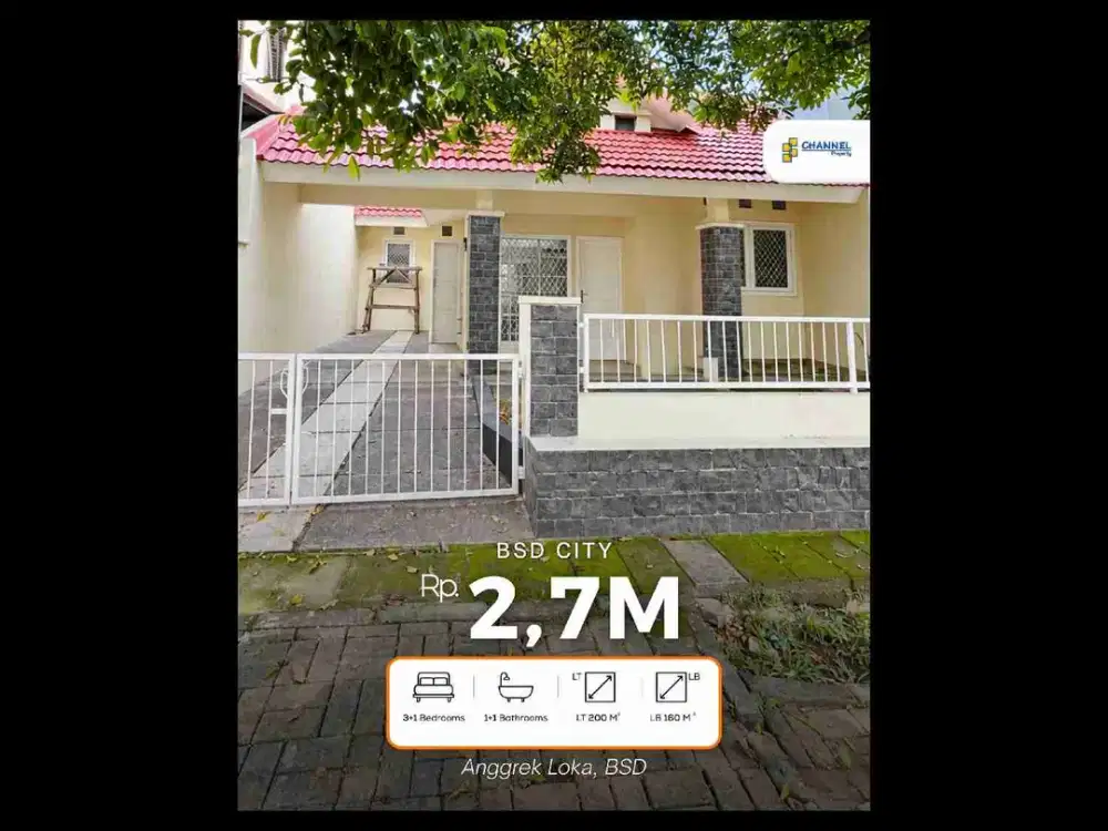 Jual Rumah Nyaman 1 Lantai Siap Huni di Anggrek Loka BSD, Nn