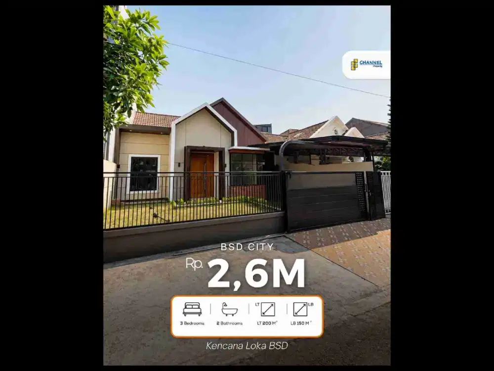 Turun HARGA!! Rumah 1 Lantai Taman Depan dan Belakang,Lokasi Bagus. Banget,Kencana Loka, BSD