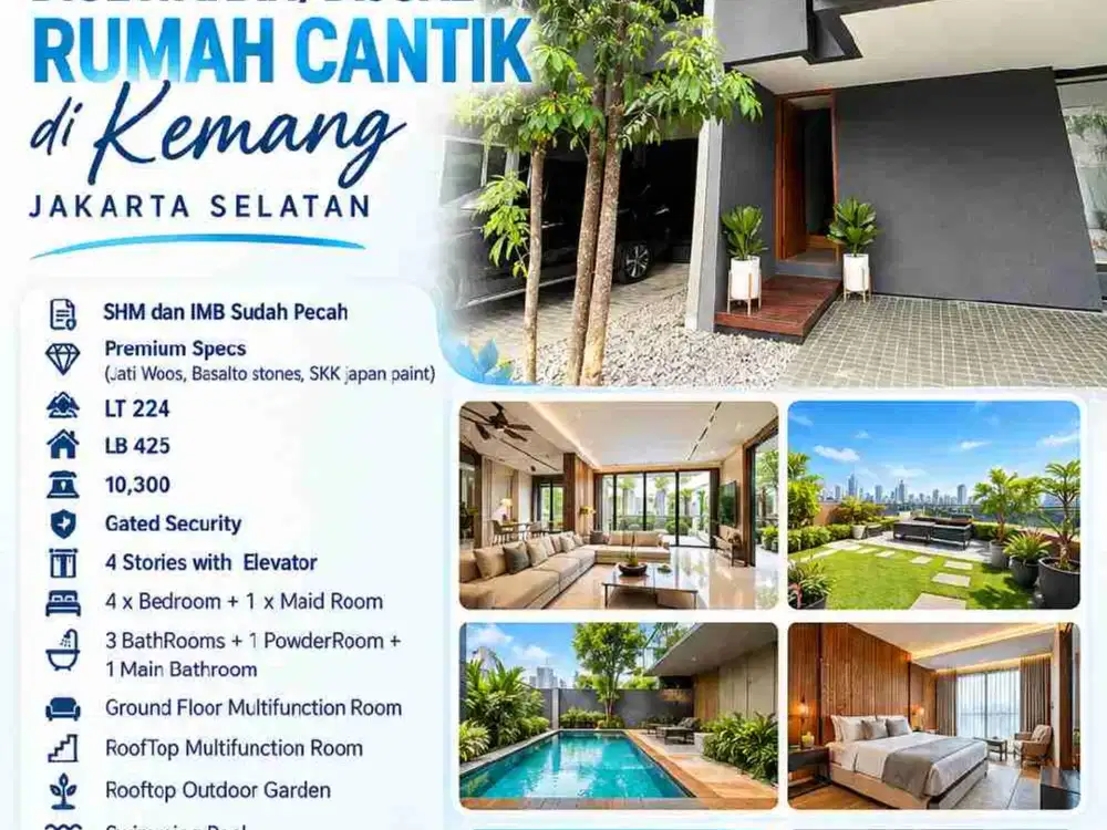 DISEWAKAN/DIJUAL RUMAH CANTIK DI KEMANG, JAKATA SELATAN 
- SHM dan IMB Sudah Pecah