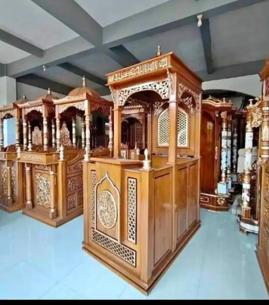 Jual mimbar masjid jati ukir