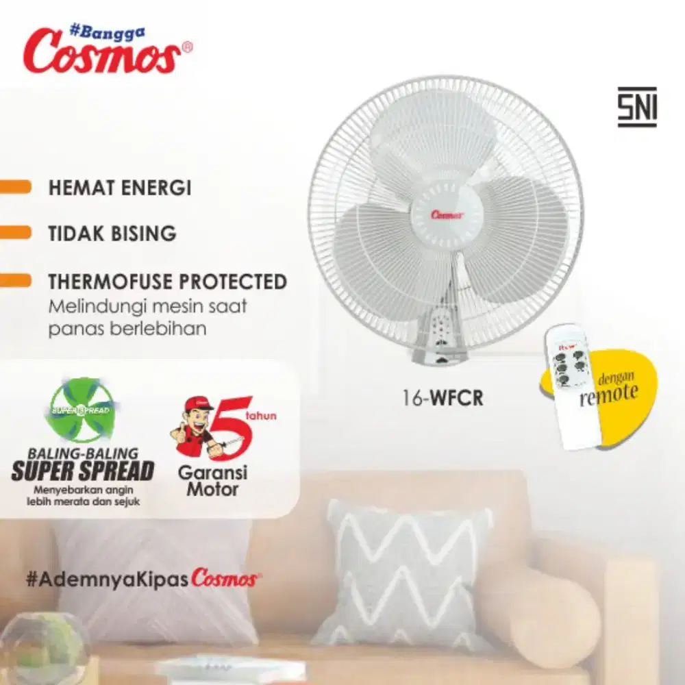 Kipas angin dinding cosmos remote wrfc