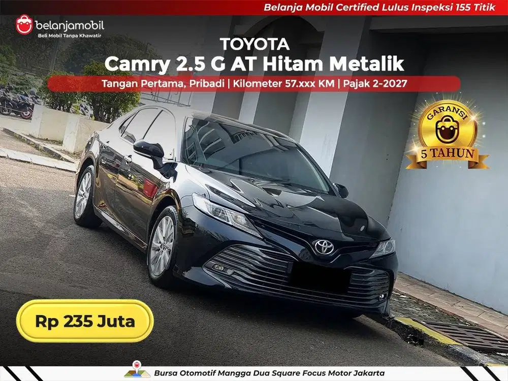 [ GARANSI 5THN ] Toyota Camry 2.5 G AT Hitam 2019/2020/2021