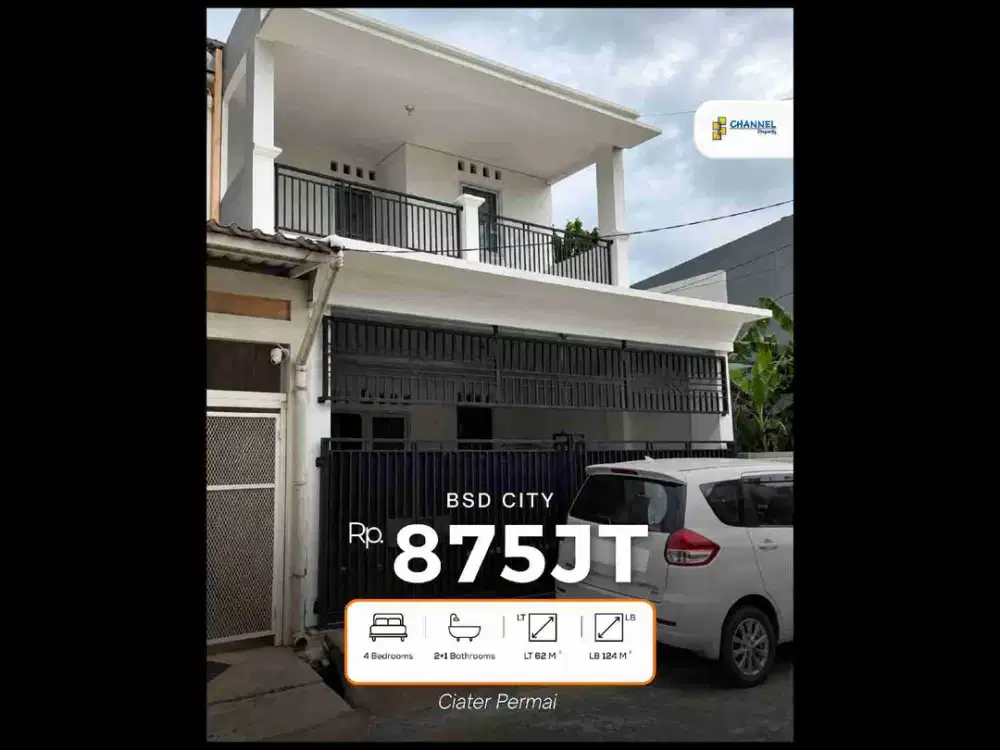 Jual Rumah Murah 2 Lantai Siap Huni di Ciater Permai Tangsel, Ls