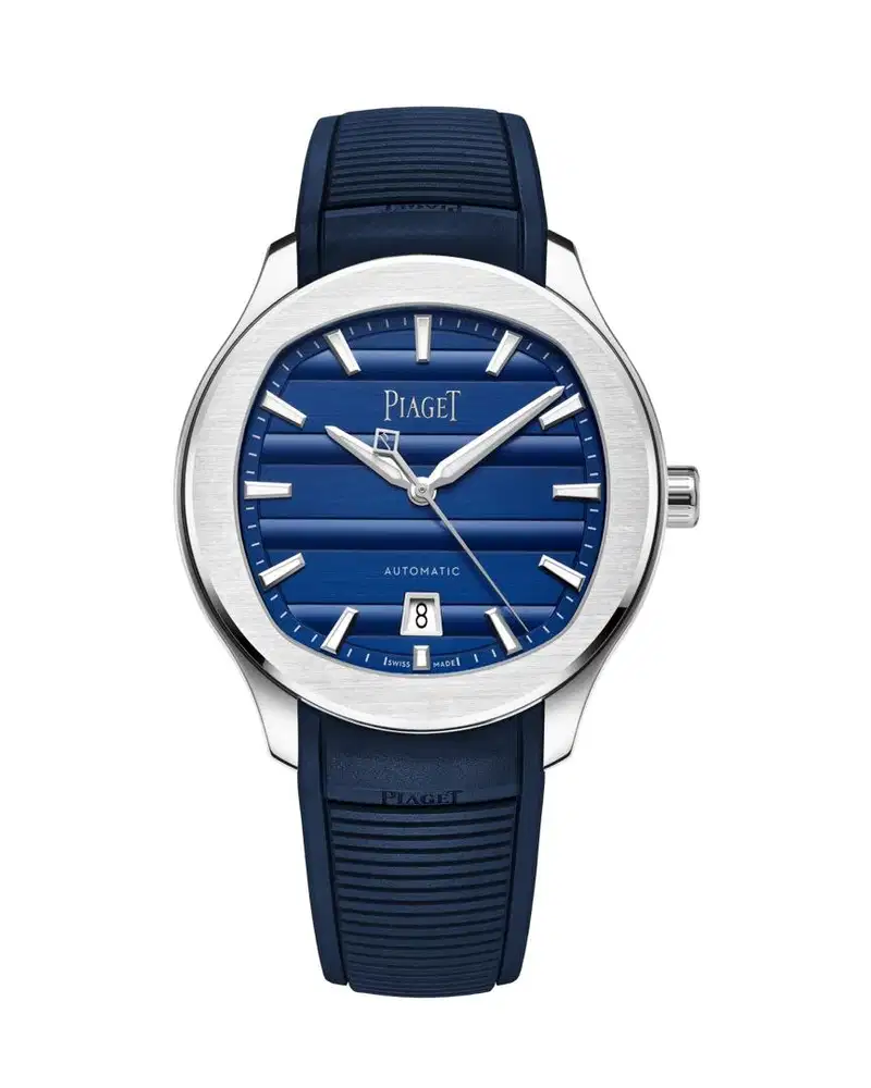 Piaget Polo Signature Date Blue Stripe Dial Rubber 42mm - New in Box