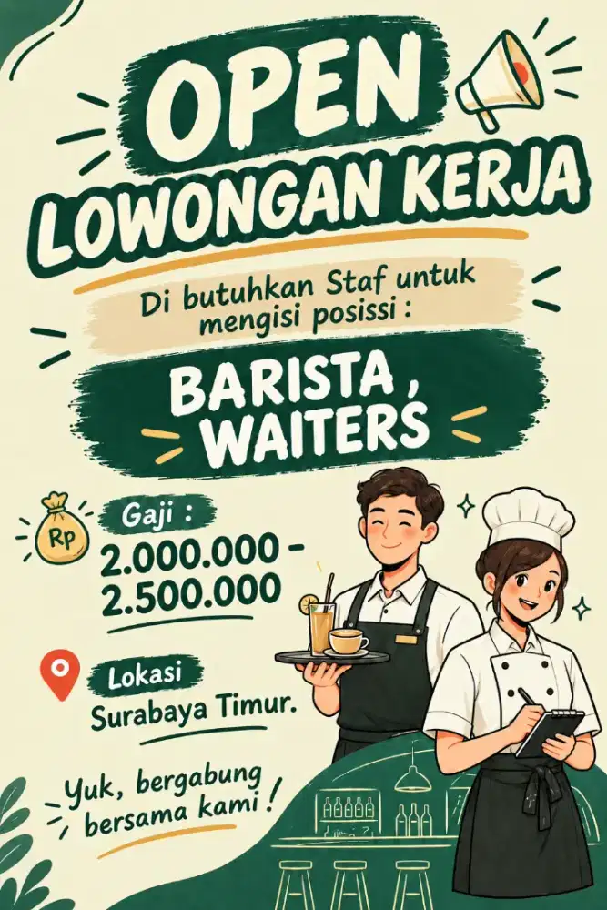 Open Lowongan Kerja Barista,Waiters
