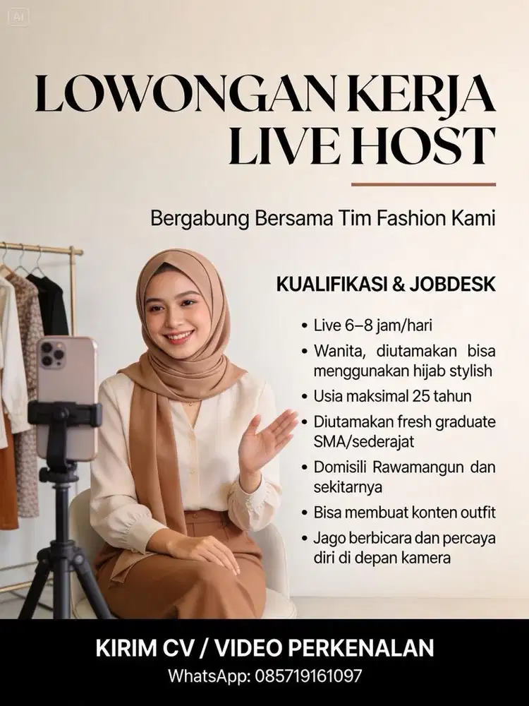LOKER HOST LIVE - BAJU WANITA HIJAB