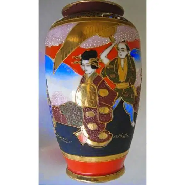 Original vintage antik vas Imperial Japanese IMARI relief timbul
