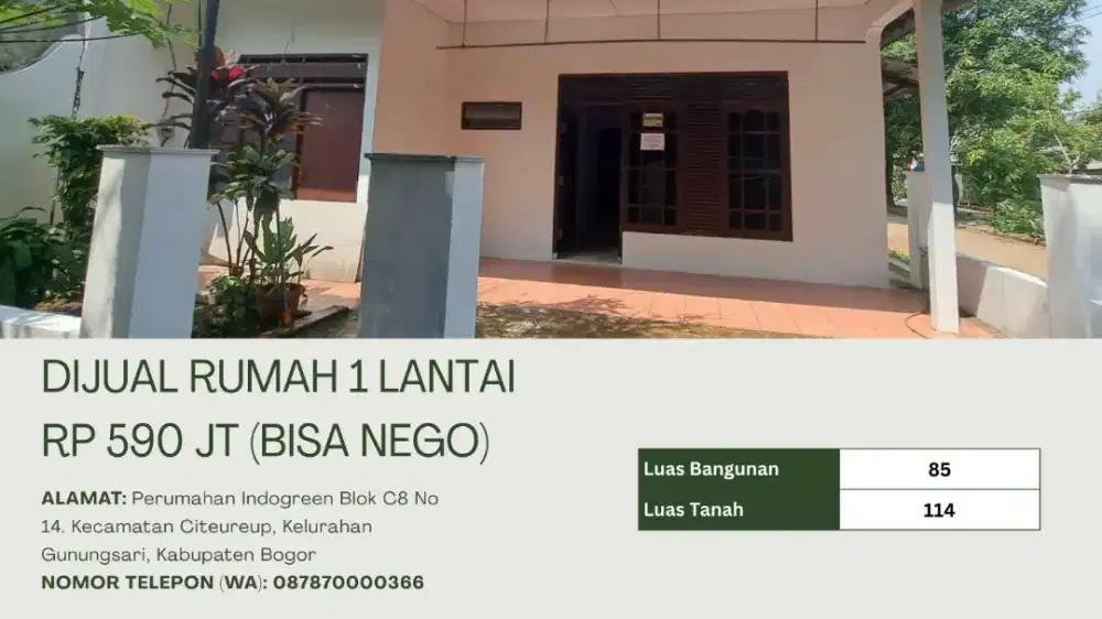 DIJUAL RUMAH 1 LT KELURAHAN GUNUNGSARI