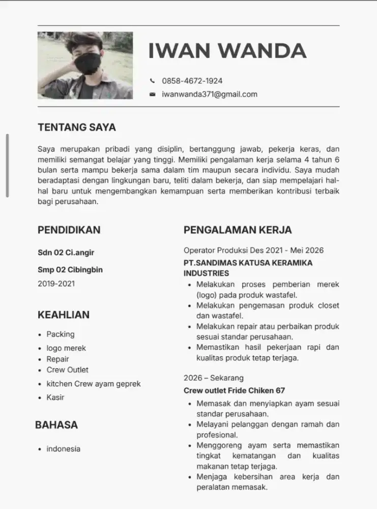 Aktif Mencari Pekerjaan Siap Bekerja di Berbagai Bidang