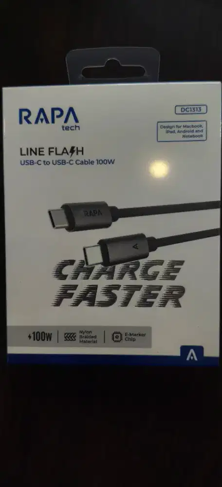RAPA LINE Flash USB-C to USB-C 100W Cable – DC1313