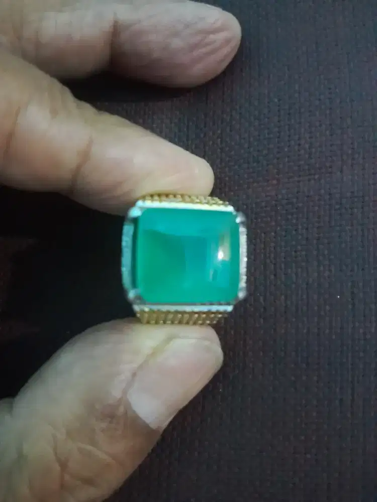 Di jual batu zambrut ring titanium minat wa
