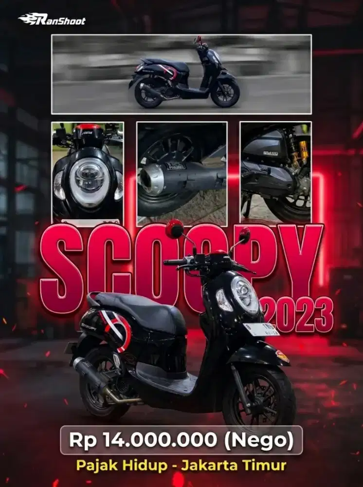 Honda Scoopy 2023 Black Red – Surat Lengkap Pajak Hidup (Mulus Ready)