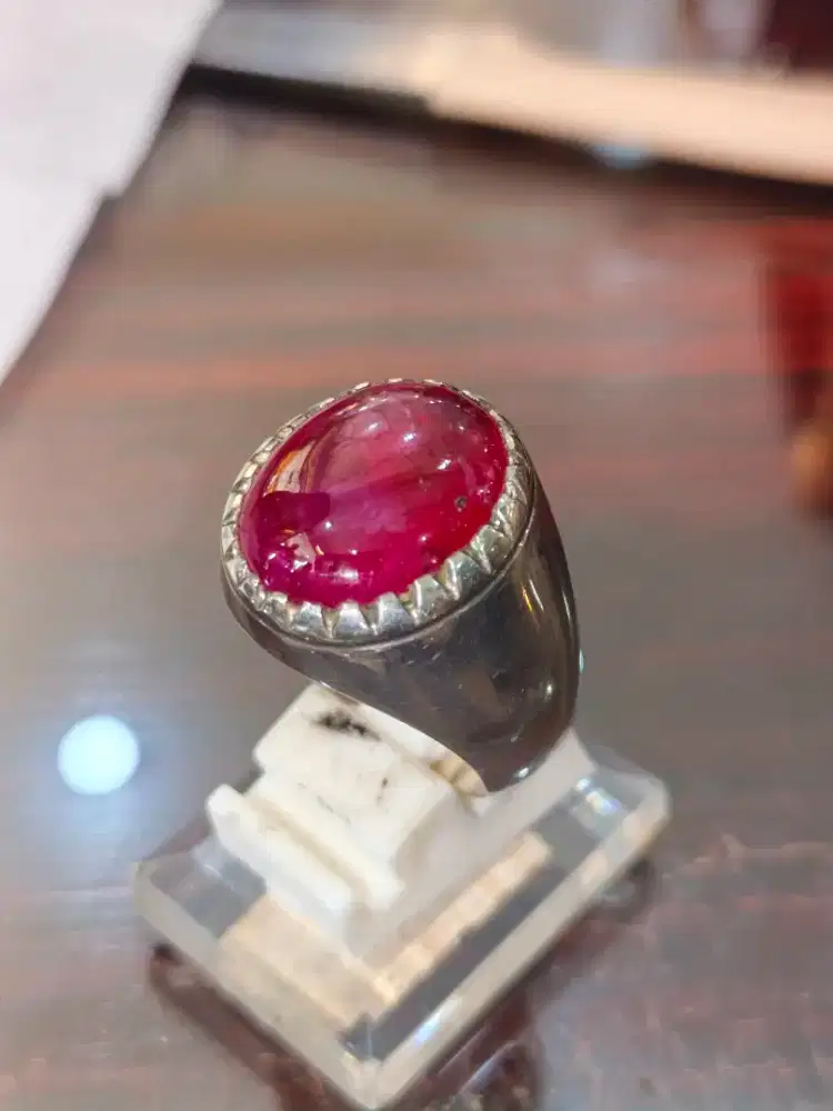 Red Ruby ring perak tebal