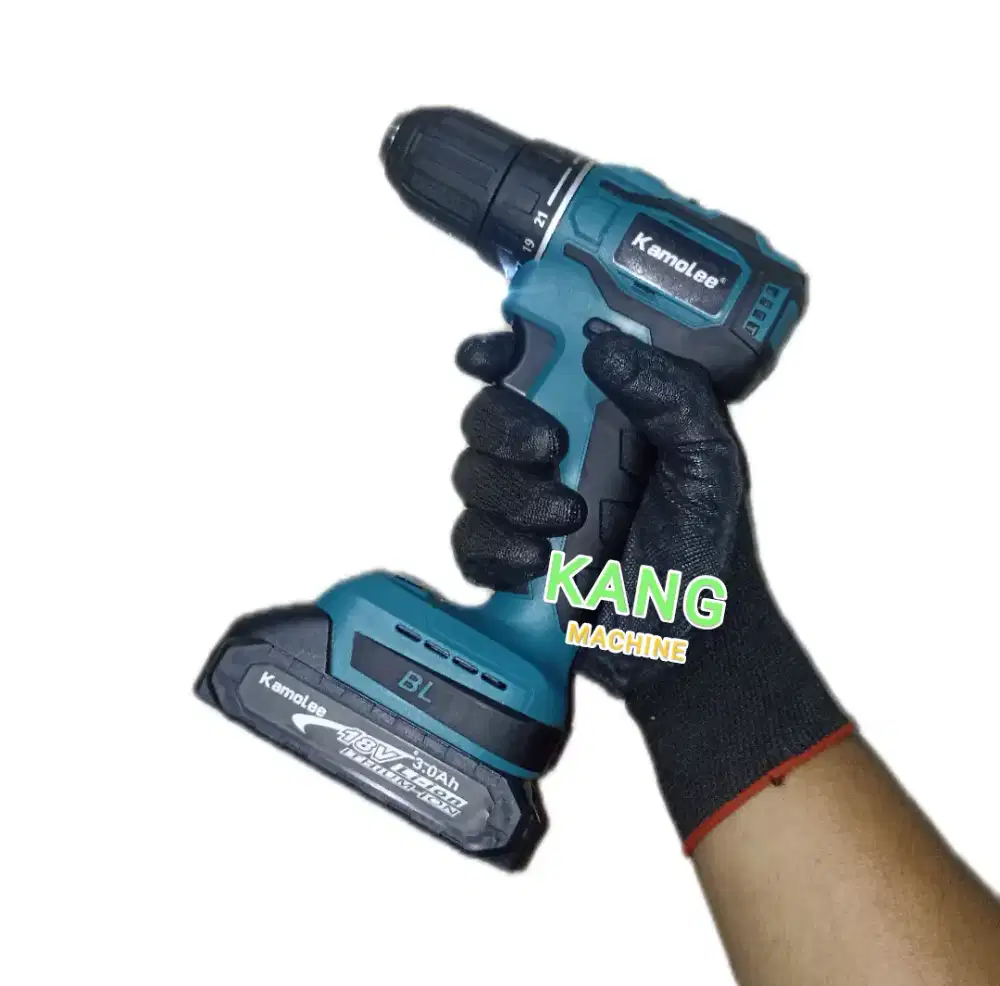 Mesin bor baterai Kamolee 10mm bor cordless drill driver 18V fullset
