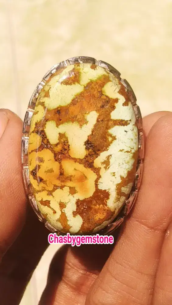 Cincin Pirus Persia jumbo serat antik-Pirus Persia jumbo motif unik HQ