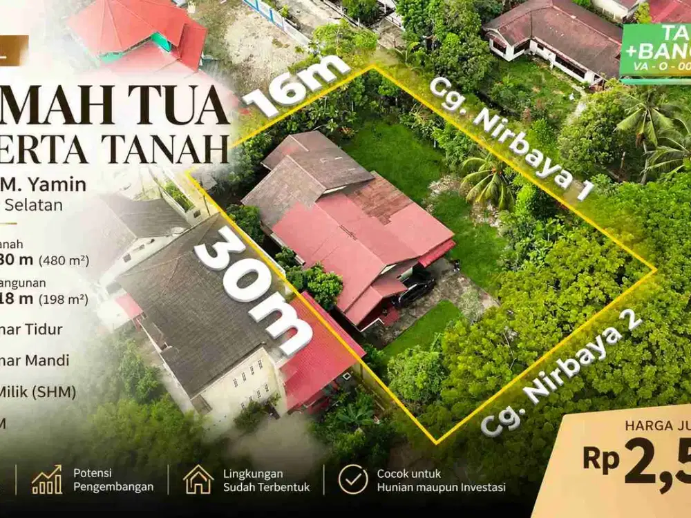 Dijual Rumah Tua + Tanah 16 x 30 m di Jl. Prof. M. Yamin, Pontianak Selatan – Rp2,5 M Nego