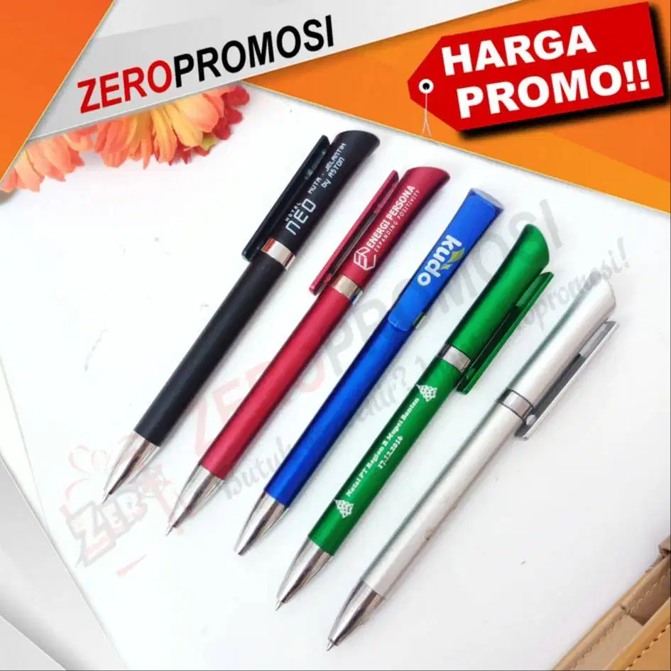 Pulpen Plastik Metalik 738 Custom Nama dan Logo untuk Souvenir Promosi