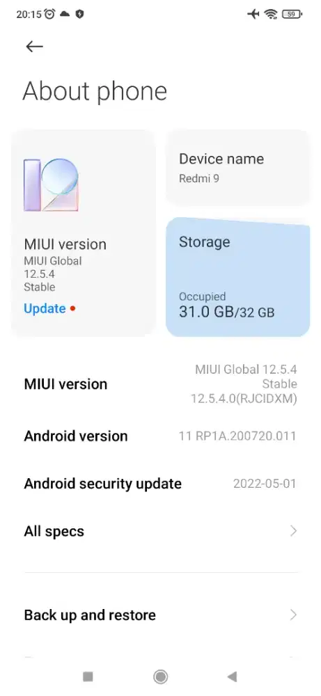 Redmi 9 Ram 3/32GB