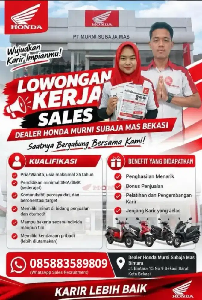 Loker tenaga marketing Honda