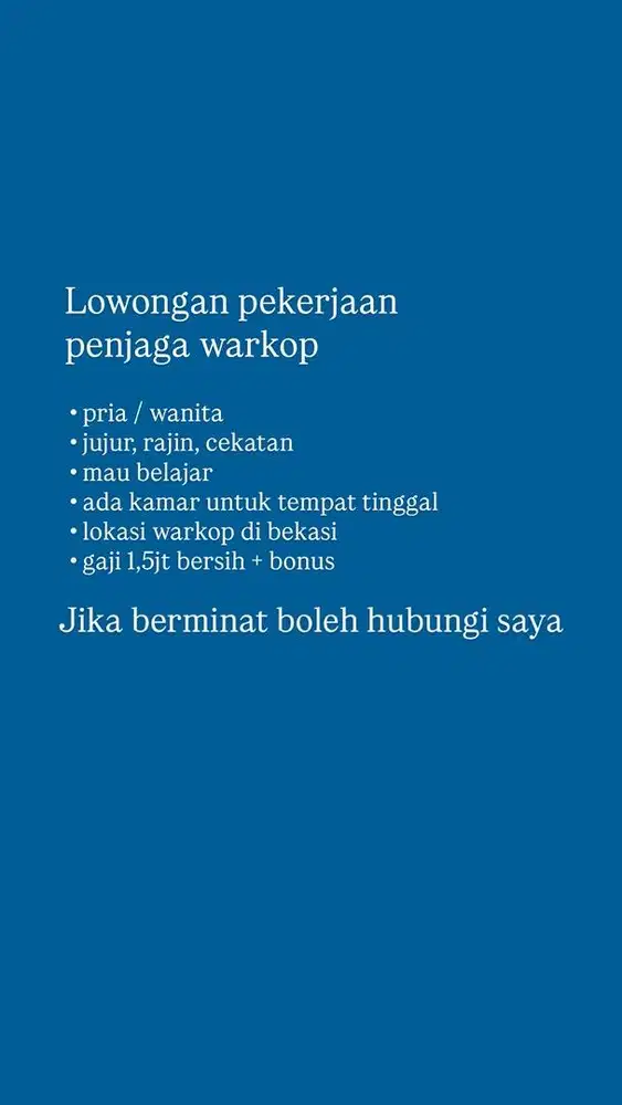 lowongan pekerjaan penjaga warkop