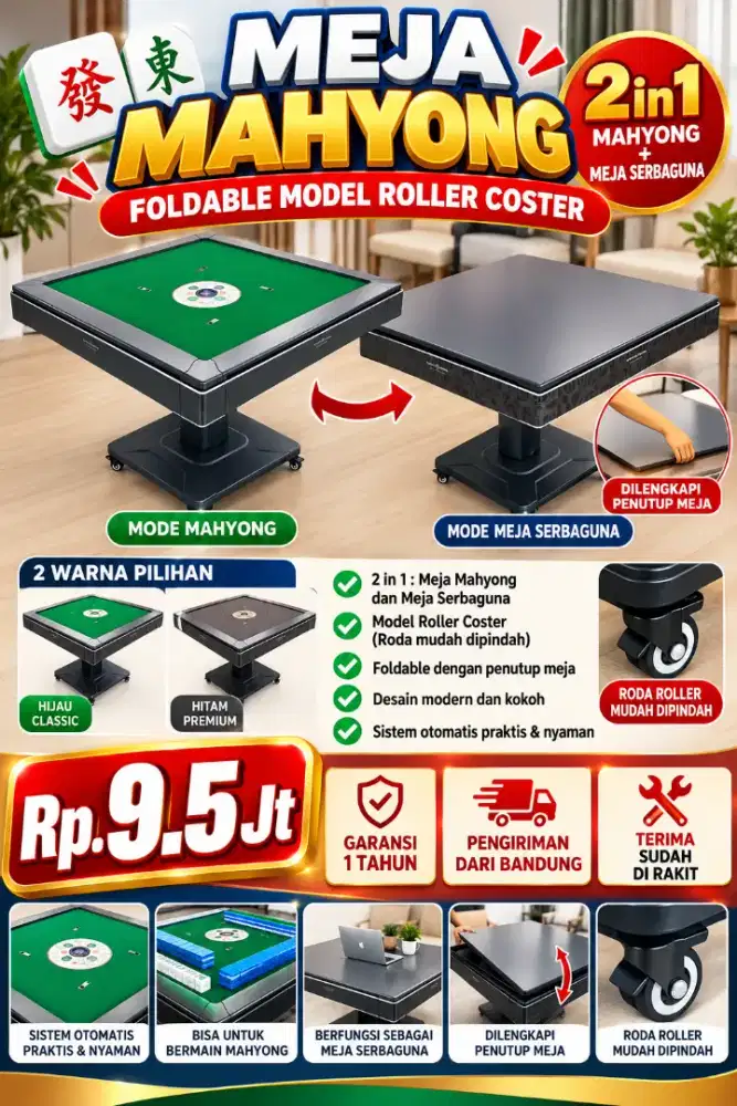 Meja Mahyong Otomatis Roller Coaster Foldable