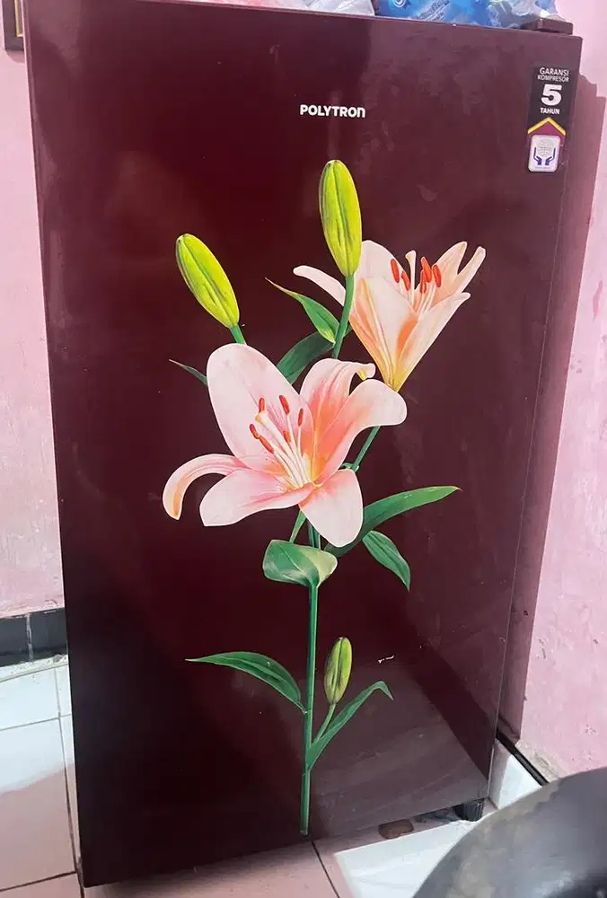 Kulkas Polytron 1 Pintu Motif Bunga - Like New Jarang Pakai
