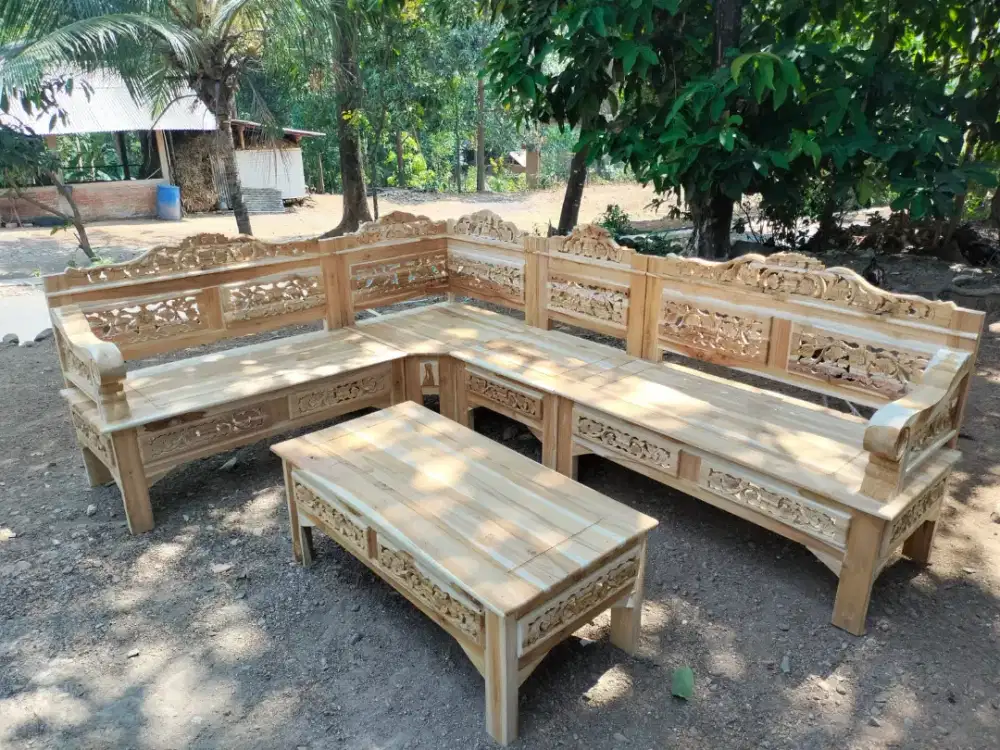 kursi sudut ukir khas jepara