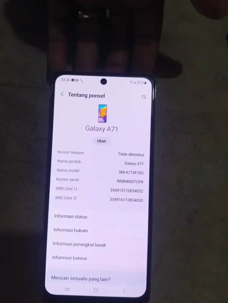 Samsung A71 Ram8/128GB mullus no kendala fungsi normal semua,,,