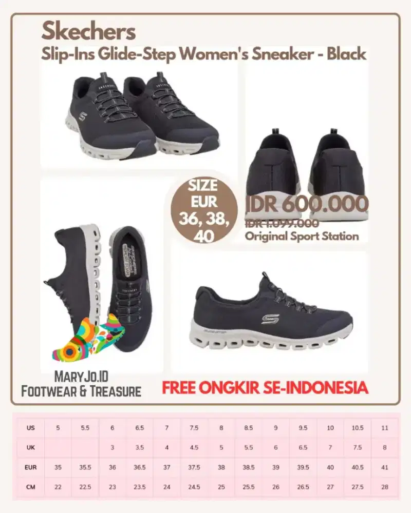 Skechers Slip-Ins Glide-Step Women's Sneaker - Black : Size 36, 38, 40