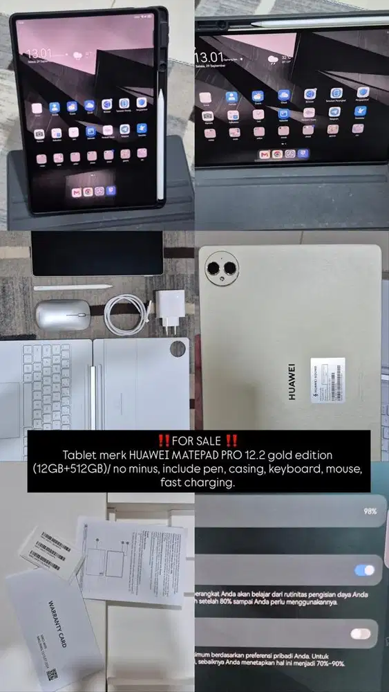 Preloved tablet huawei matepad pro 12.2 seri (12+512gb) Gold edition