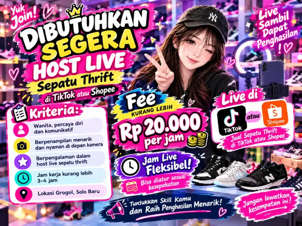 Host live sepatu dewasa thrift di shopee atau tiktok
