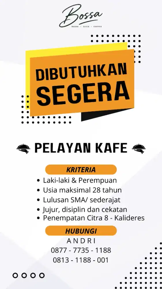 DIBUTUHKAN SEGERA